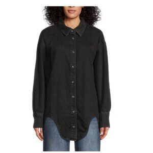 Hudson Denim Button-Front Shirt with Hem Detail